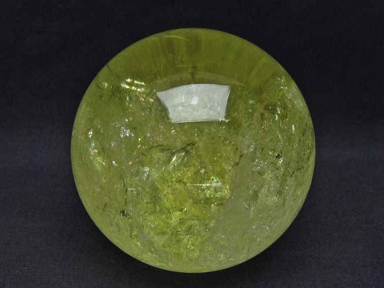 2.1Kg シトリン 丸玉 スフィア 虹入り 120mm 一点物 161-159