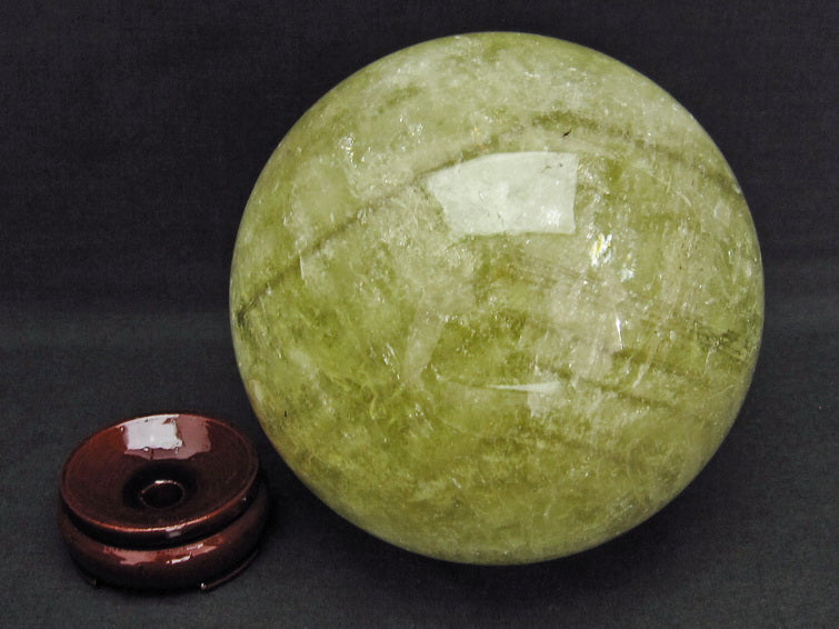3.1Kg シトリンクォーツ 丸玉 スフィア 虹入り ファントム 130mm 一点物 161-284