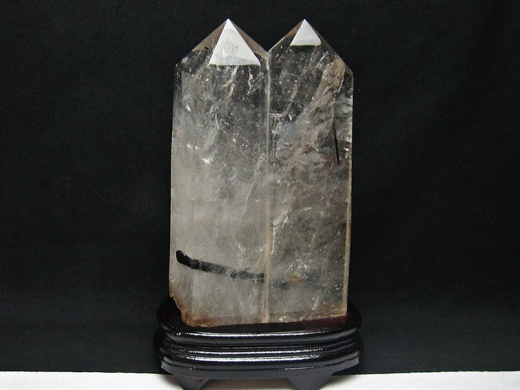 2.8Kg 水晶 六角柱 白水晶 水晶ポイント トルマリン入り 台座付属 一点物 162-33