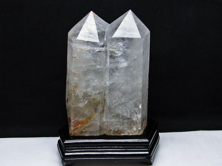 水晶 六角柱 白水晶 水晶ポイント ダブルポイント 3.6Kg 台座付属 一点物 162-91