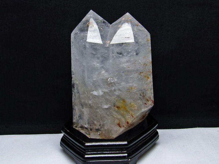 水晶 六角柱 白水晶 水晶ポイント ダブルポイント 3.6Kg 台座付属 一点物 162-91