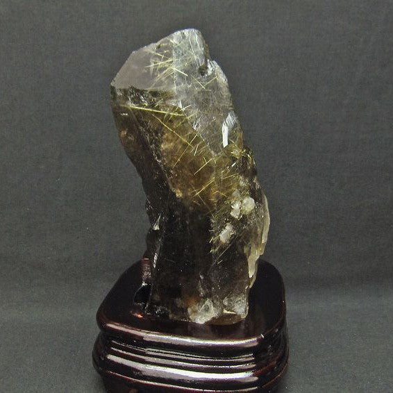 1.7Kg スモーキークォーツ 煙水晶 原石 ルチルクォーツ入り 台座付属