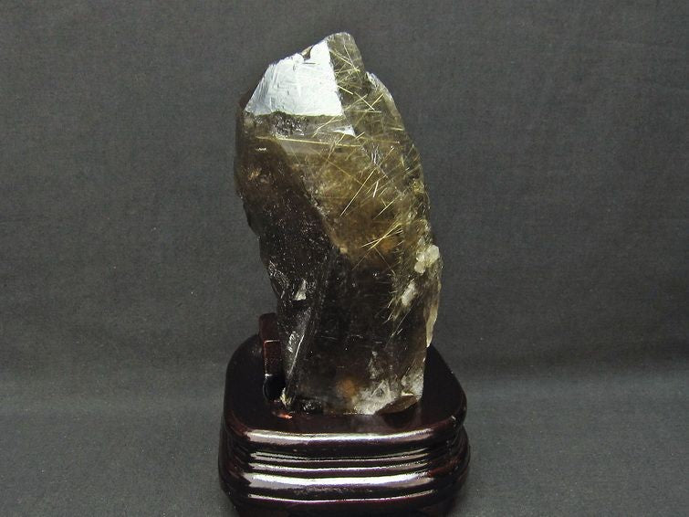 1.7Kg スモーキークォーツ 煙水晶 原石 ルチルクォーツ入り 台座付属 一点物 181-408