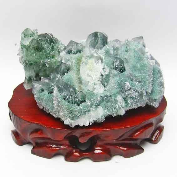 緑水晶 クラスター 598g 台座付属 送料無料 一点物 182-605
