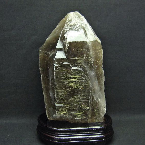 3Kg スモーキークォーツ 煙水晶 原石 ルチルクォーツ入り 台座付属 送料無料 一点物 191-116