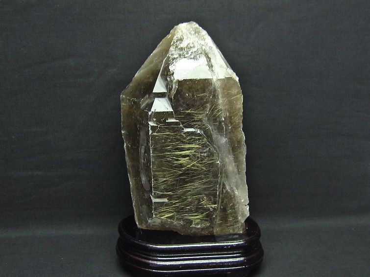 3Kg スモーキークォーツ 煙水晶 原石 ルチルクォーツ入り 台座付属 一点物 191-116