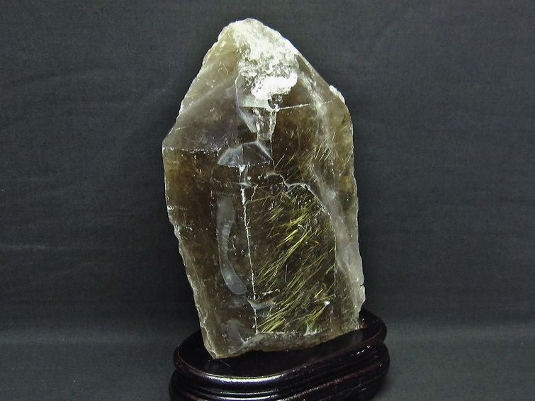 3Kg スモーキークォーツ 煙水晶 原石 ルチルクォーツ入り 台座付属 一点物 191-116