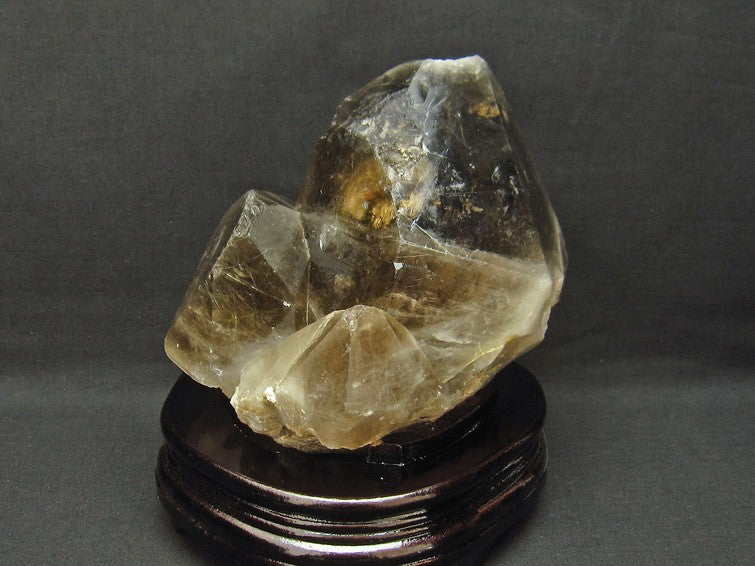 3.7Kg スモーキークォーツ 煙水晶 原石 虹入り ルチルクォーツ入り 台座付属 一点物 191-67