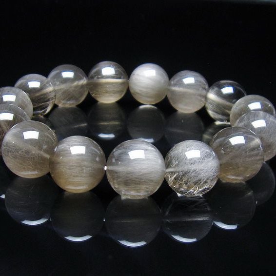 プラチナルチル ブレスレット ルチルクォーツ キャッツアイ 15mm 一点 