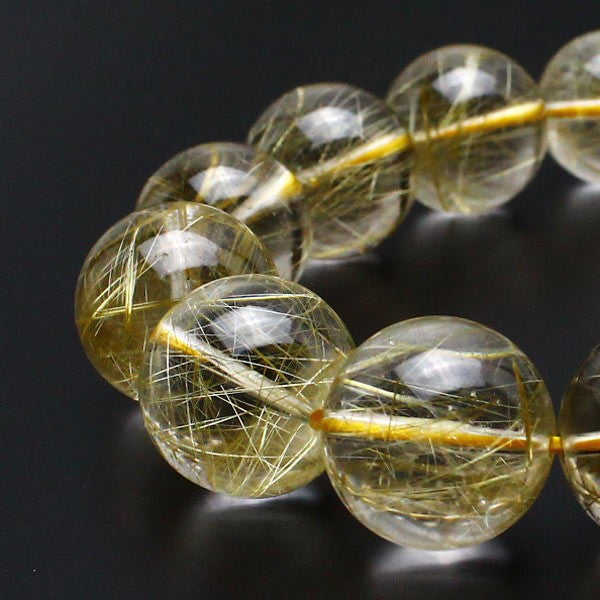 ルチル ブレスレット タイチンルチルクォーツ ブレスレット 16.5mm 一点物 211-3364