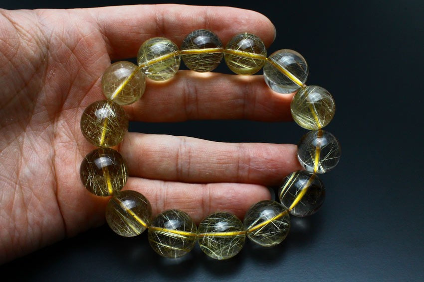 ルチルクォーツ ブレスレット タイチンルチル 16.5mm 一点物 211-3364