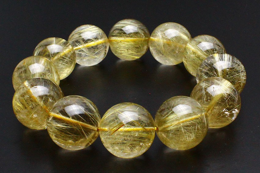 ルチル ブレスレット タイチンルチルクォーツ ブレスレット 18mm 一点物 211-3369
