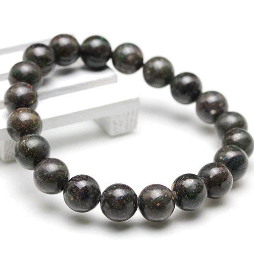 ブラックオパール ブラックマトリックスオパール ブレスレット 10mm 一点物 211-794