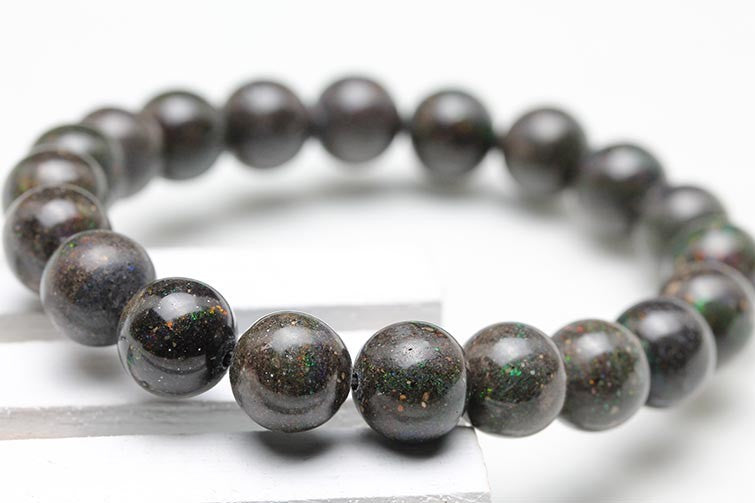 ブラックオパール ブラックマトリックスオパール ブレスレット 10mm 一点物 211-794