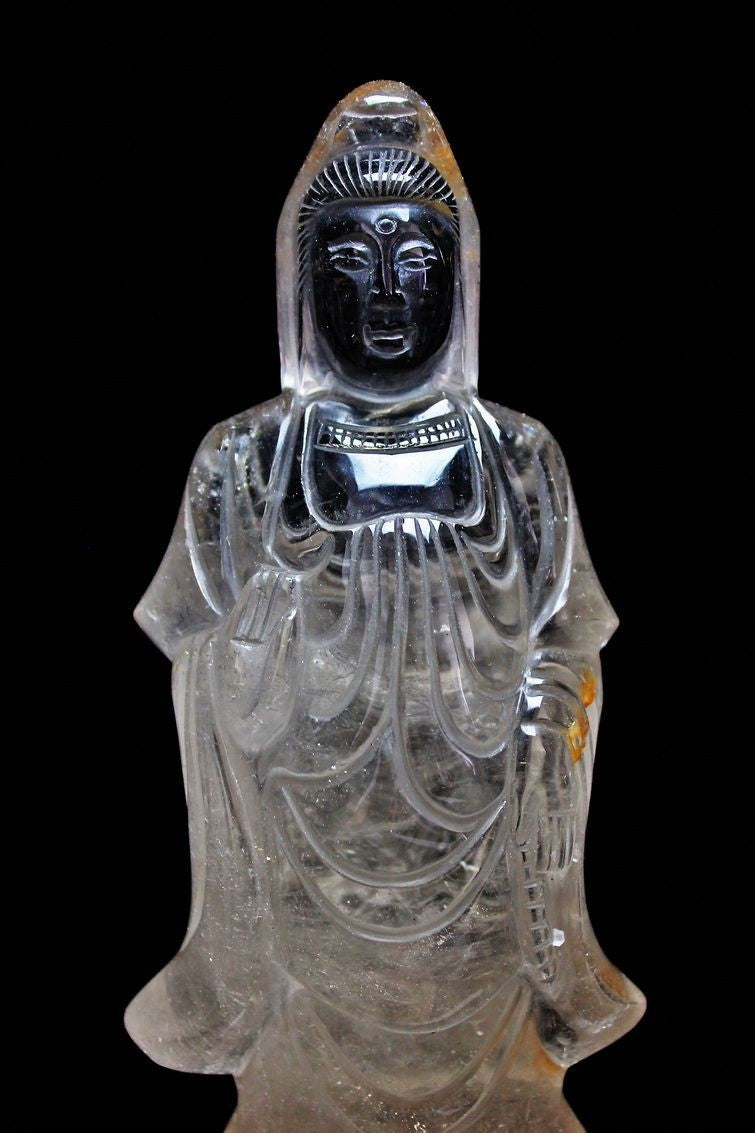 1.1Kg クリスタルクォーツ 水晶 彫刻品 オブジェ 置き物 観音置物 一点物 254-11