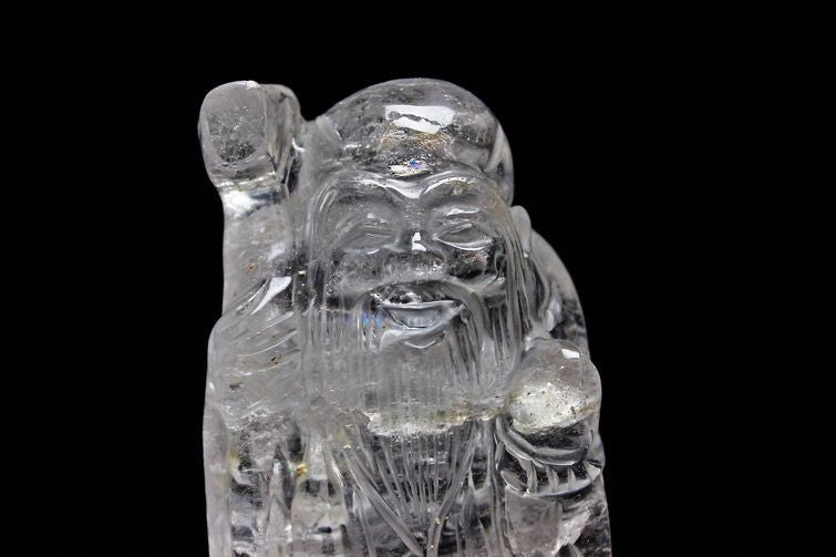クリスタルクォーツ 水晶 彫刻品 オブジェ 置き物 寿星置物 一点物 254-18