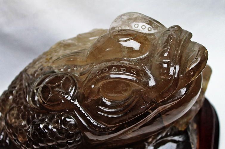 16.2Kg スモーキークォーツ 煙水晶 彫刻品 オブジェ 置き物 手彫り 卓上置物-キンセン-金蟾 同梱不可 一点物 264-1