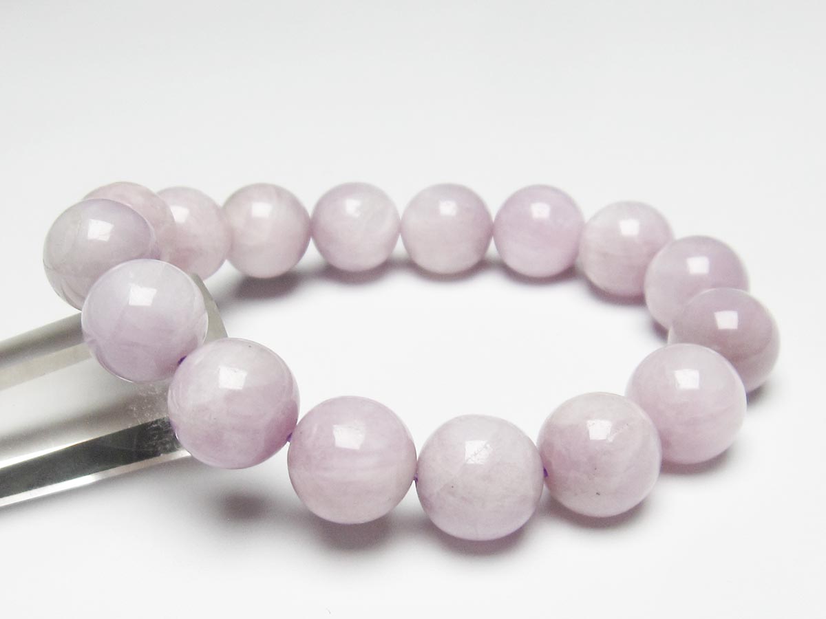 クンツァイト ブレスレット 13mm ミルキークンツァイト  一点物 111-19672
