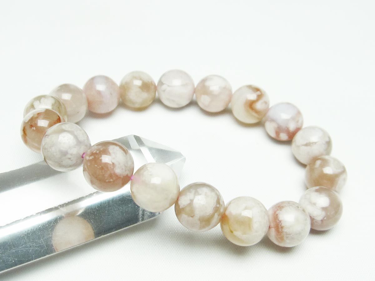 チェリーブロッサムアゲート ブレスレット 桜瑪瑙 12mm メール便可 [M便 1/10] 111-24488
