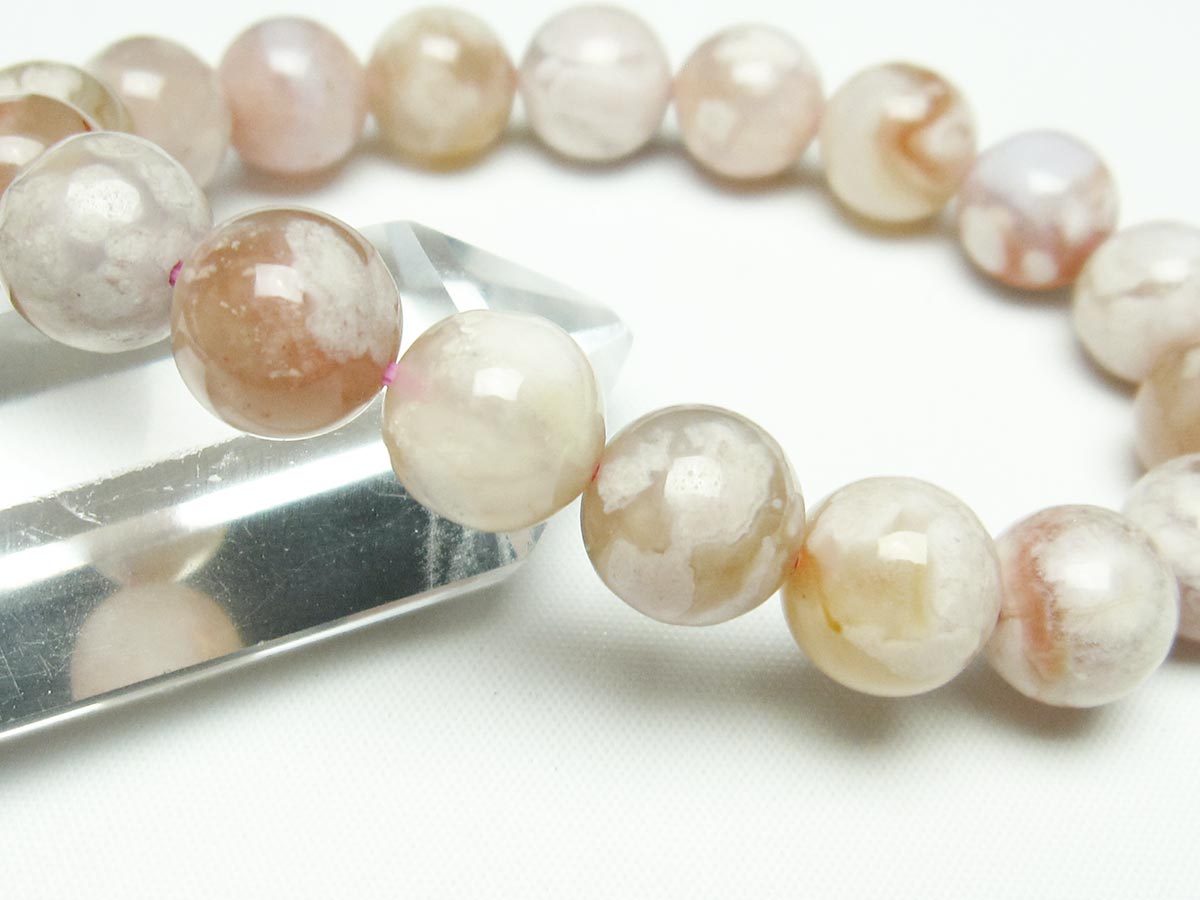 チェリーブロッサムアゲート ブレスレット 桜瑪瑙 12mm メール便可 [M便 1/10] 111-24488