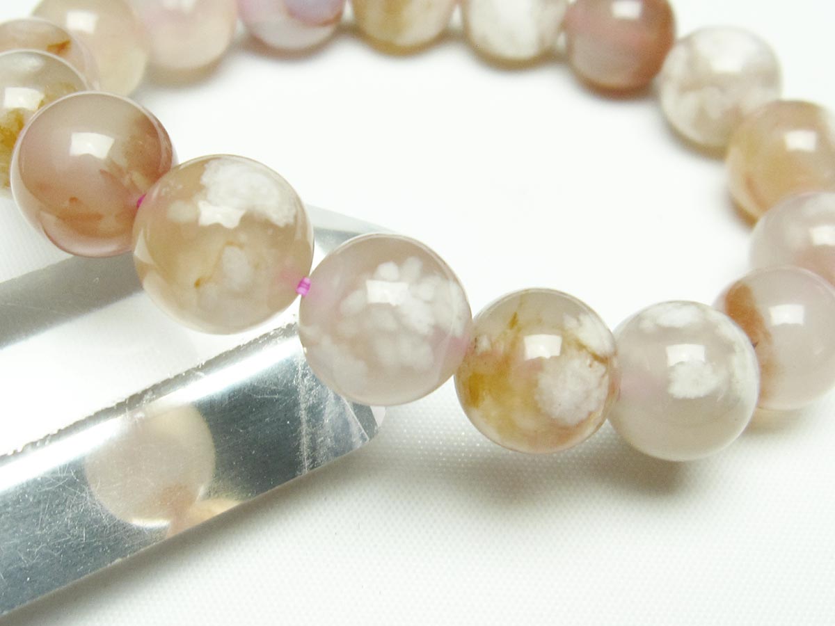 チェリーブロッサムアゲート ブレスレット 桜瑪瑙 12mm メール便可 [M便 1/10] 111-24494