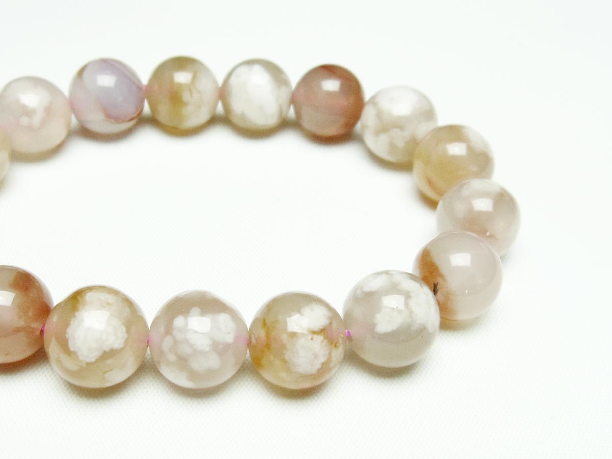 チェリーブロッサムアゲート ブレスレット 桜瑪瑙 12mm メール便可 [M便 1/10] 111-24494