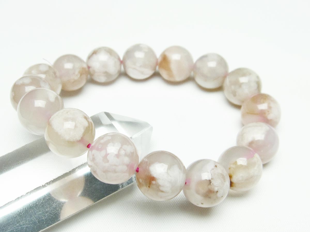 チェリーブロッサムアゲート ブレスレット 桜瑪瑙 13mm メール便可 [M便 1/10] 111-24495 【sold out】