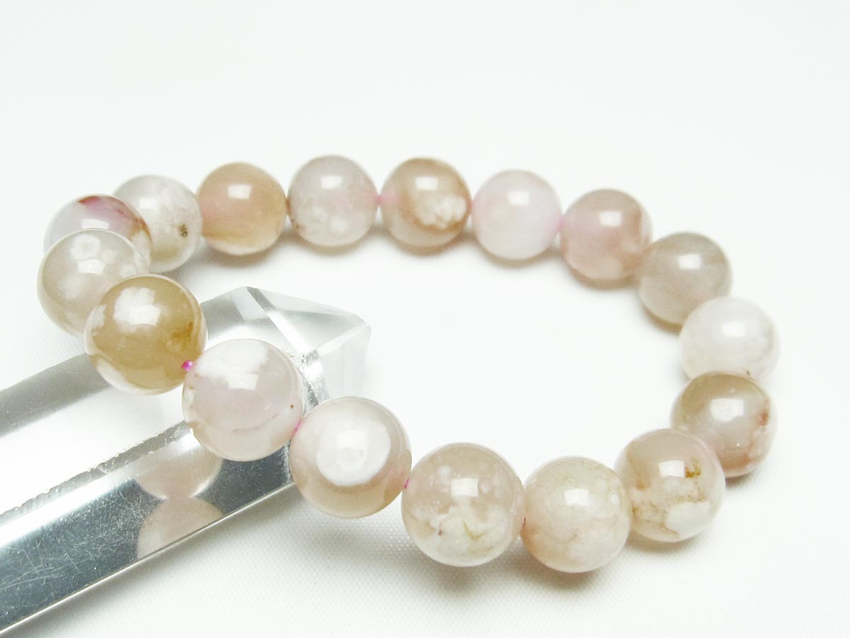 チェリーブロッサムアゲート ブレスレット 桜瑪瑙 13mm メール便可 [M便 1/10] 111-24497