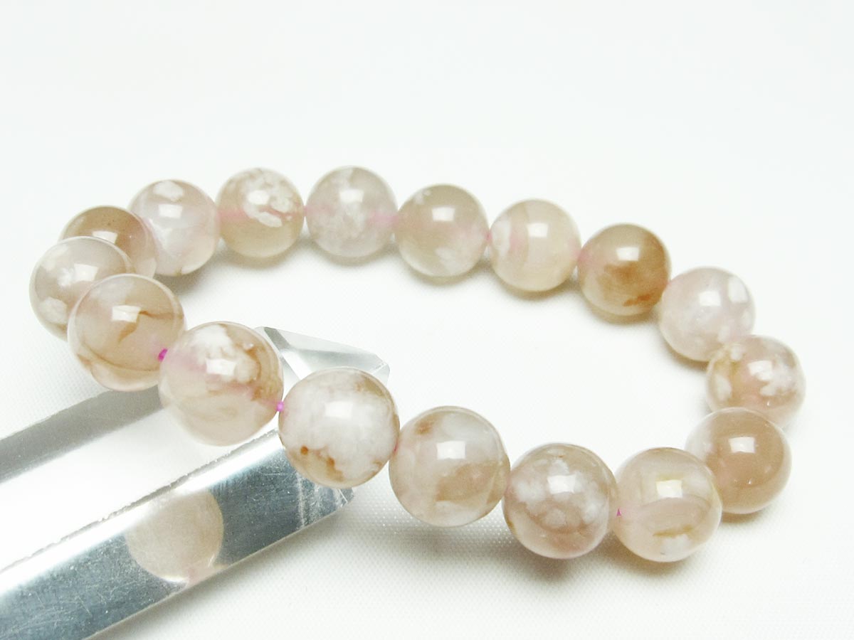 チェリーブロッサムアゲート ブレスレット 桜瑪瑙 13mm メール便可 [M便 1/10] 111-24499