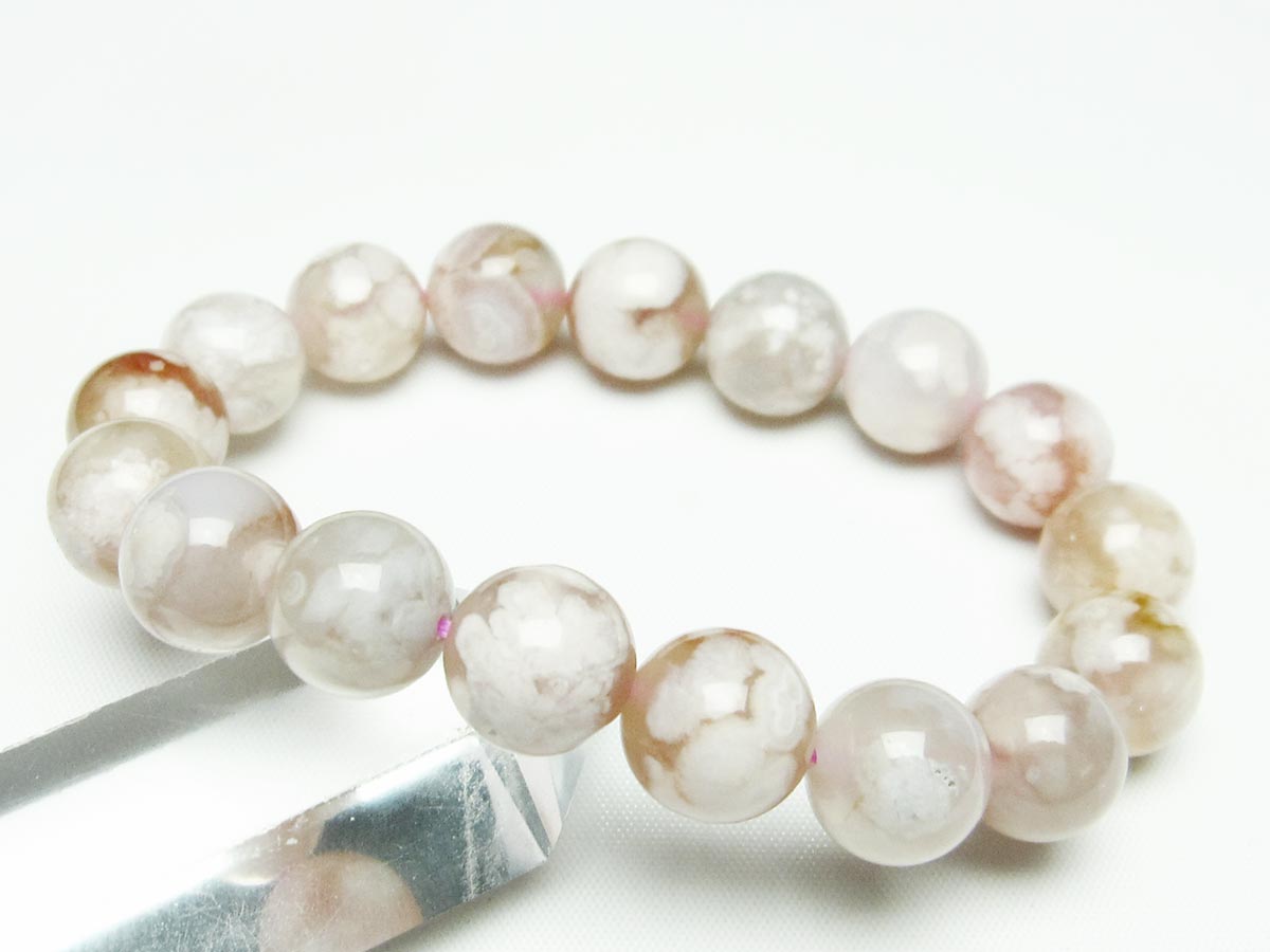 チェリーブロッサムアゲート ブレスレット 桜瑪瑙 13mm メール便可 [M便 1/10] 111-24501