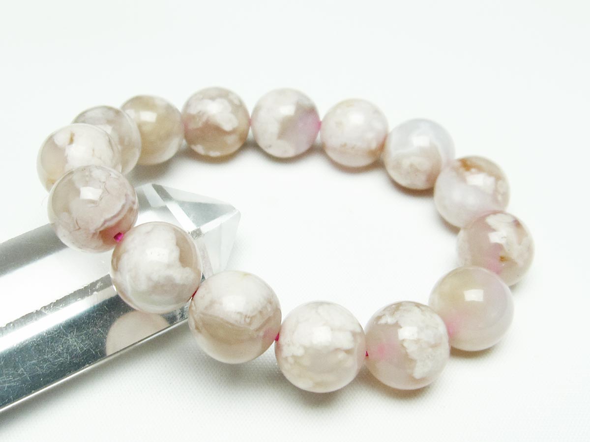 チェリーブロッサムアゲート ブレスレット 桜瑪瑙 13mm メール便可 [M便 1/10] 111-24503