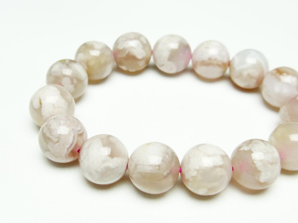 チェリーブロッサムアゲート ブレスレット 桜瑪瑙 13mm メール便可 [M便 1/10] 111-24503