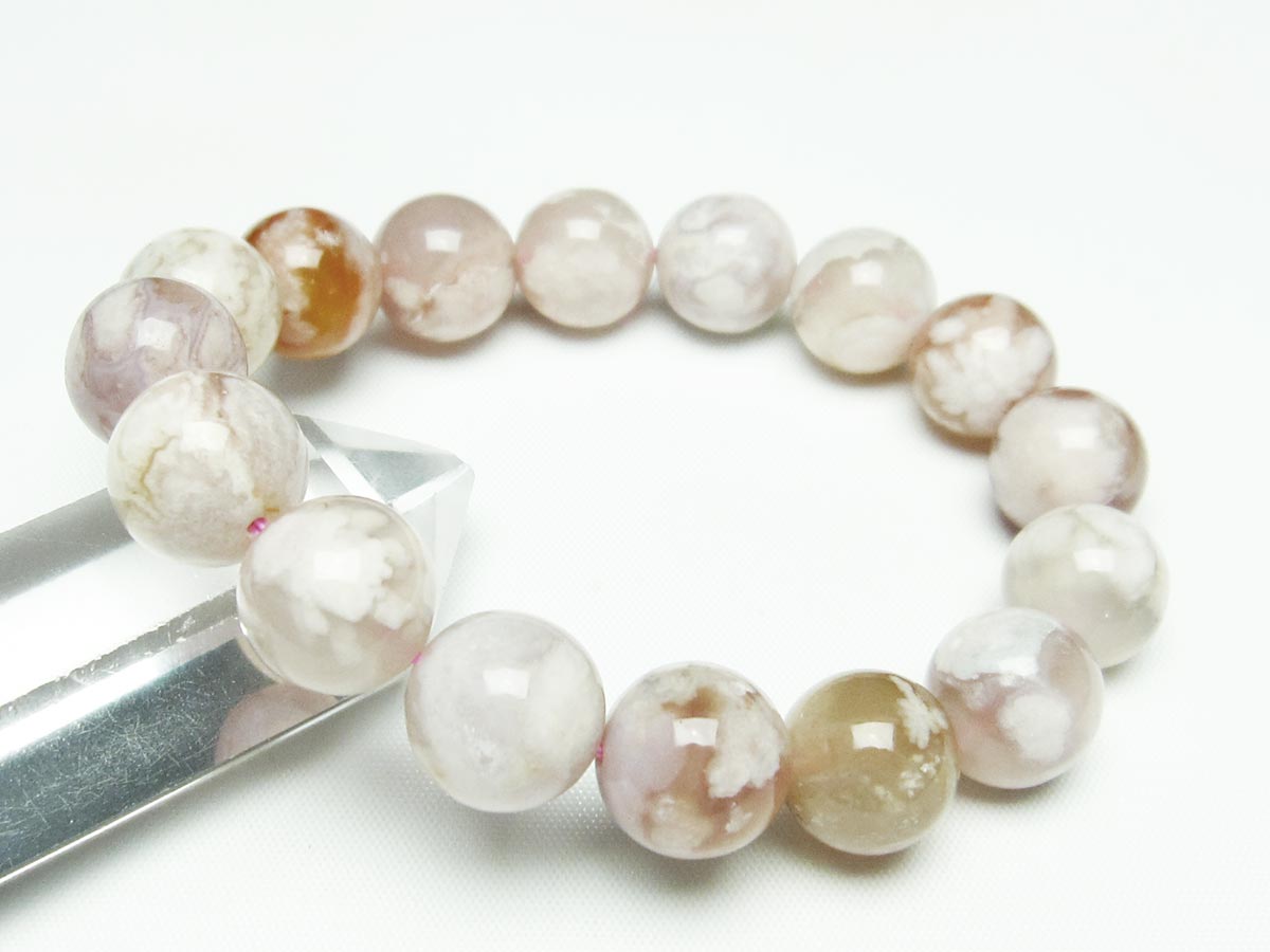 チェリーブロッサムアゲート ブレスレット 桜瑪瑙 14mm メール便可 [M便 1/10] 111-24508