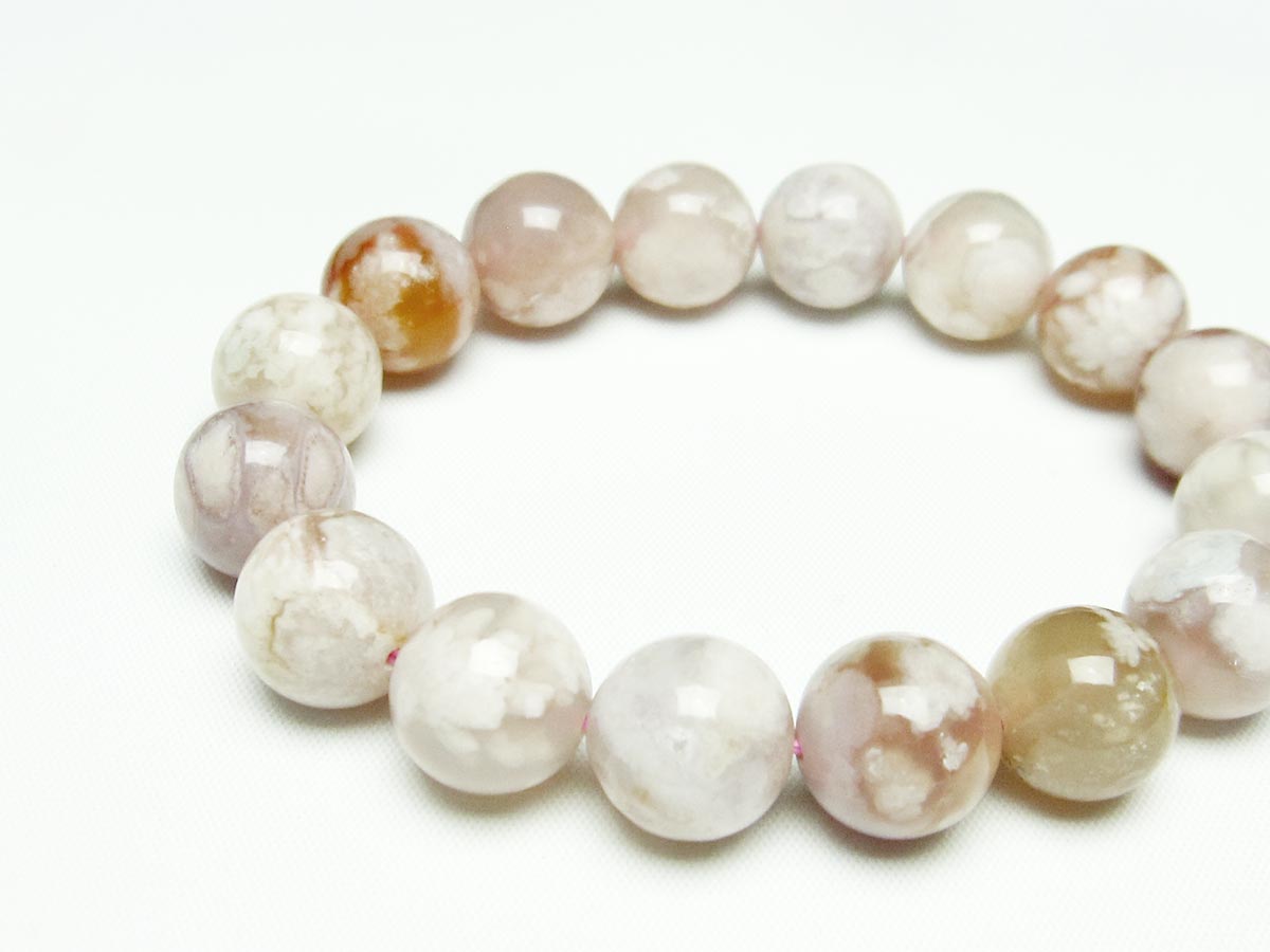 チェリーブロッサムアゲート ブレスレット 桜瑪瑙 14mm メール便可 [M便 1/10] 111-24508