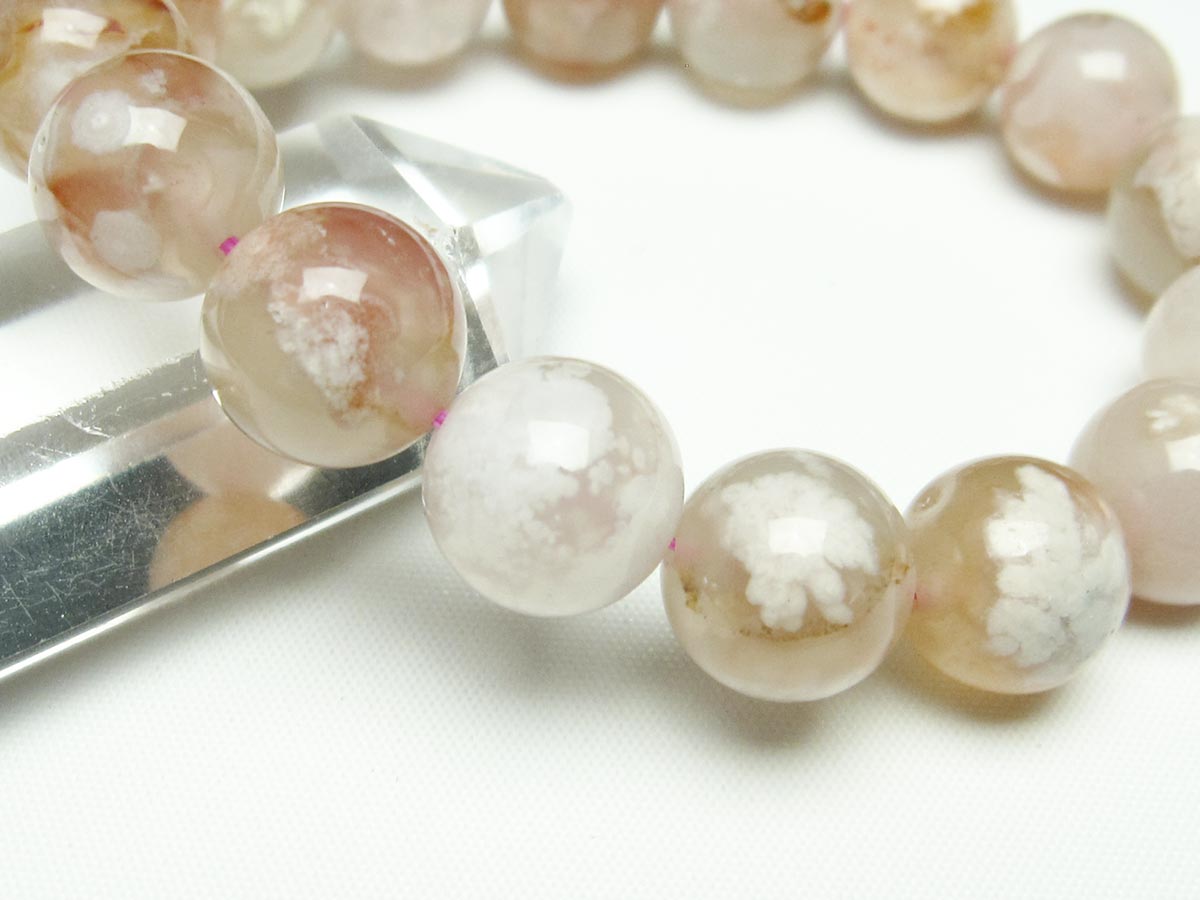 チェリーブロッサムアゲート ブレスレット 桜瑪瑙 14mm メール便可 [M便 1/10] 111-24509
