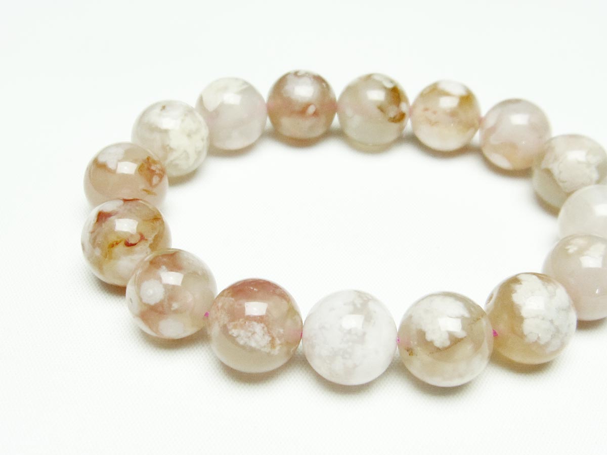 チェリーブロッサムアゲート ブレスレット 桜瑪瑙 14mm メール便可 [M便 1/10] 111-24509