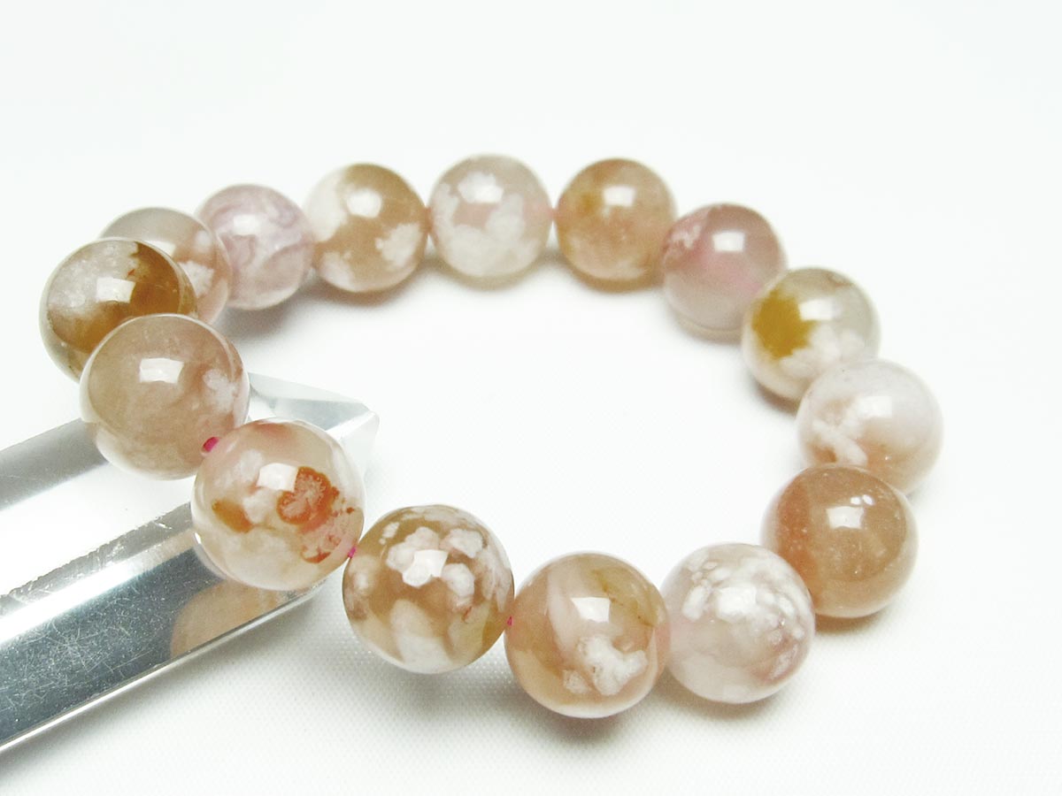 チェリーブロッサムアゲート ブレスレット 桜瑪瑙 14mm メール便可 [M便 1/10] 111-24514