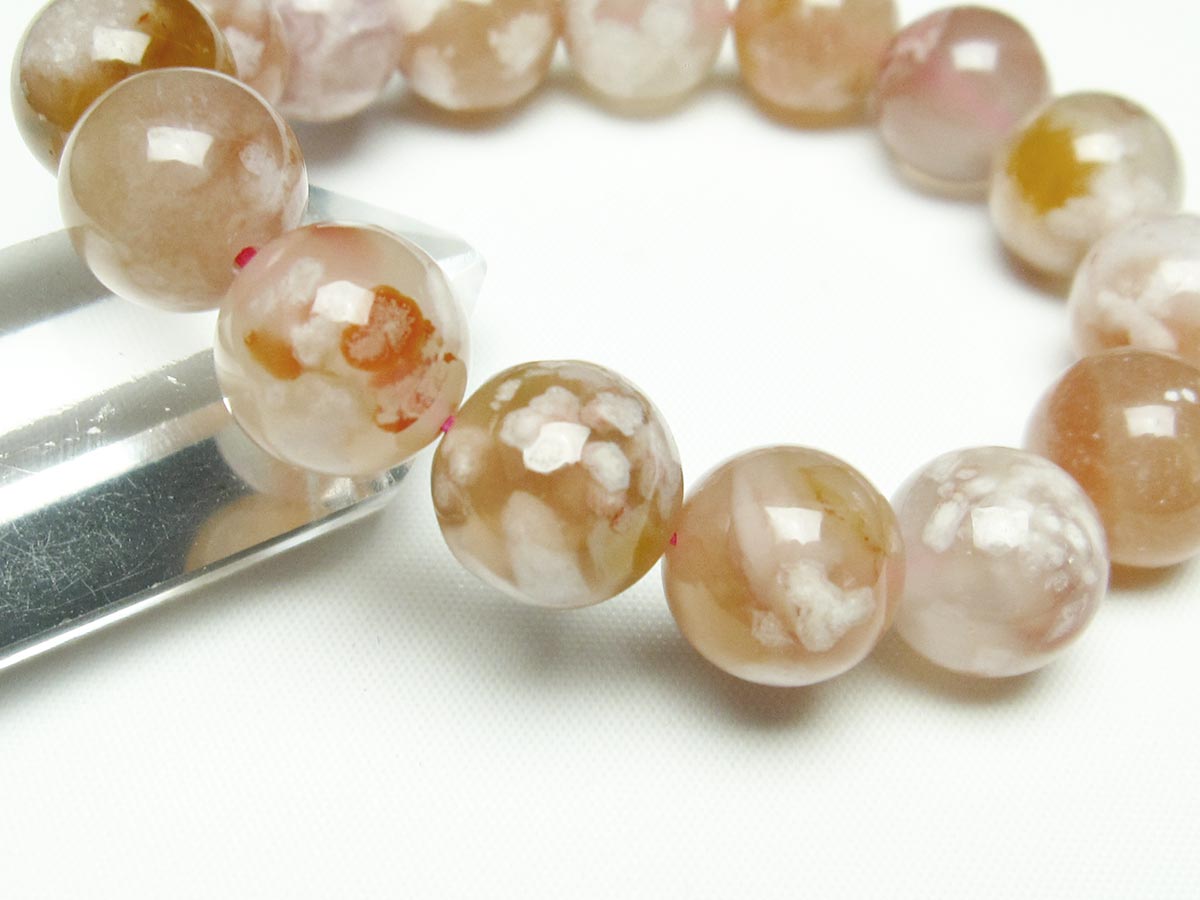チェリーブロッサムアゲート ブレスレット 桜瑪瑙 14mm メール便可 [M便 1/10] 111-24514
