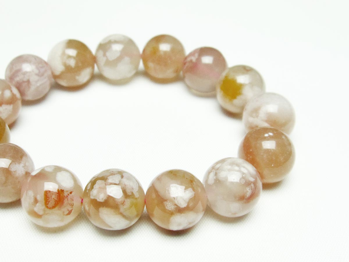 チェリーブロッサムアゲート ブレスレット 桜瑪瑙 14mm メール便可 [M便 1/10] 111-24514