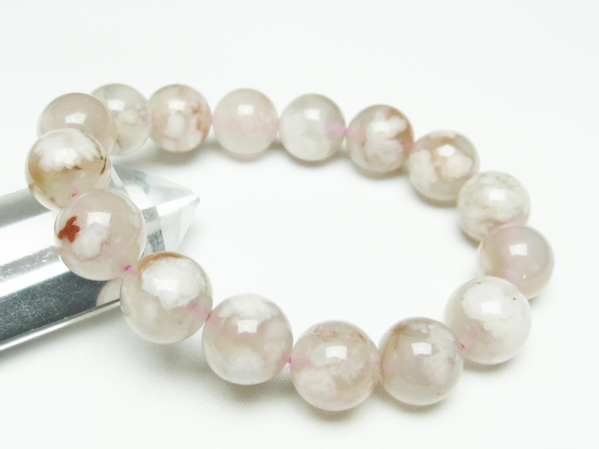 チェリーブロッサムアゲート ブレスレット 桜瑪瑙 14mm メール便可 [M便 1/10] 111-24515
