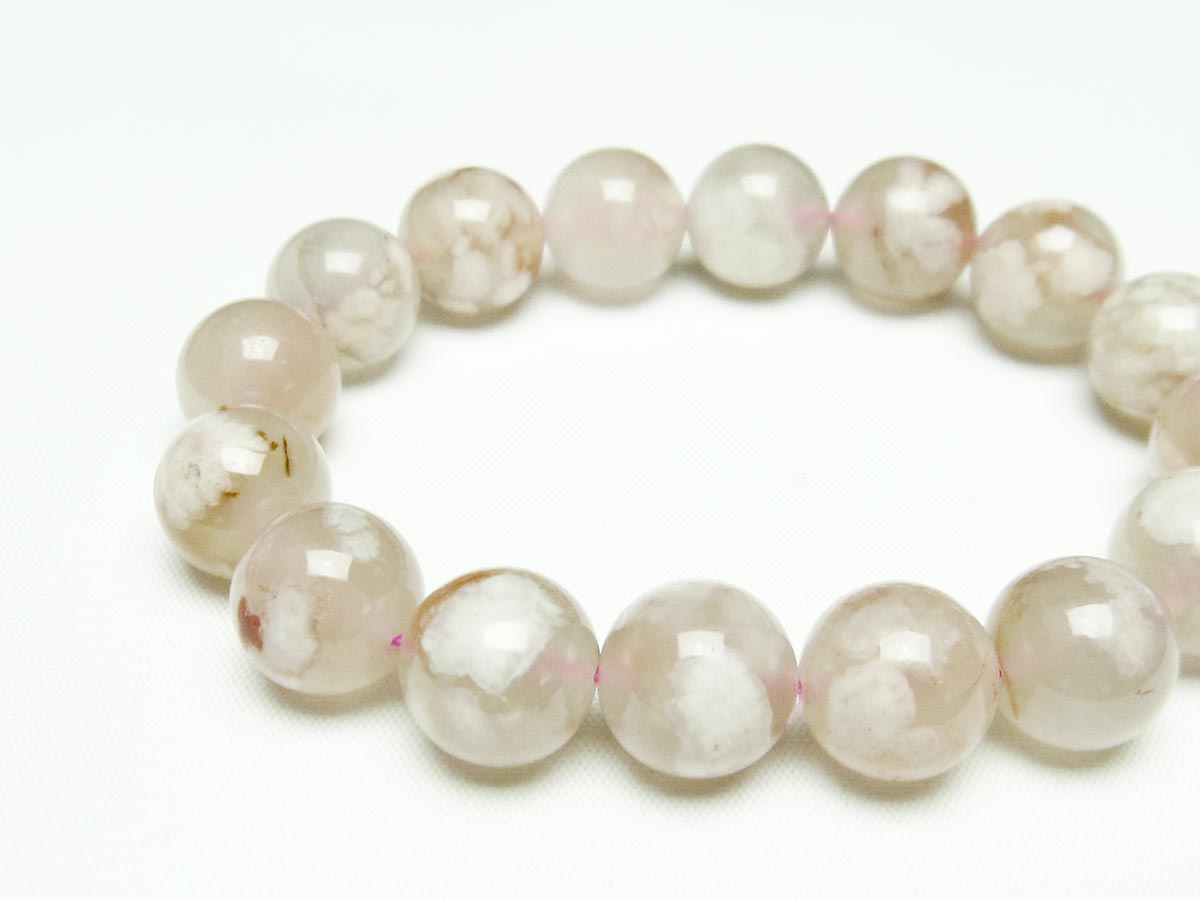 チェリーブロッサムアゲート ブレスレット 桜瑪瑙 14mm メール便可 [M便 1/10] 111-24515