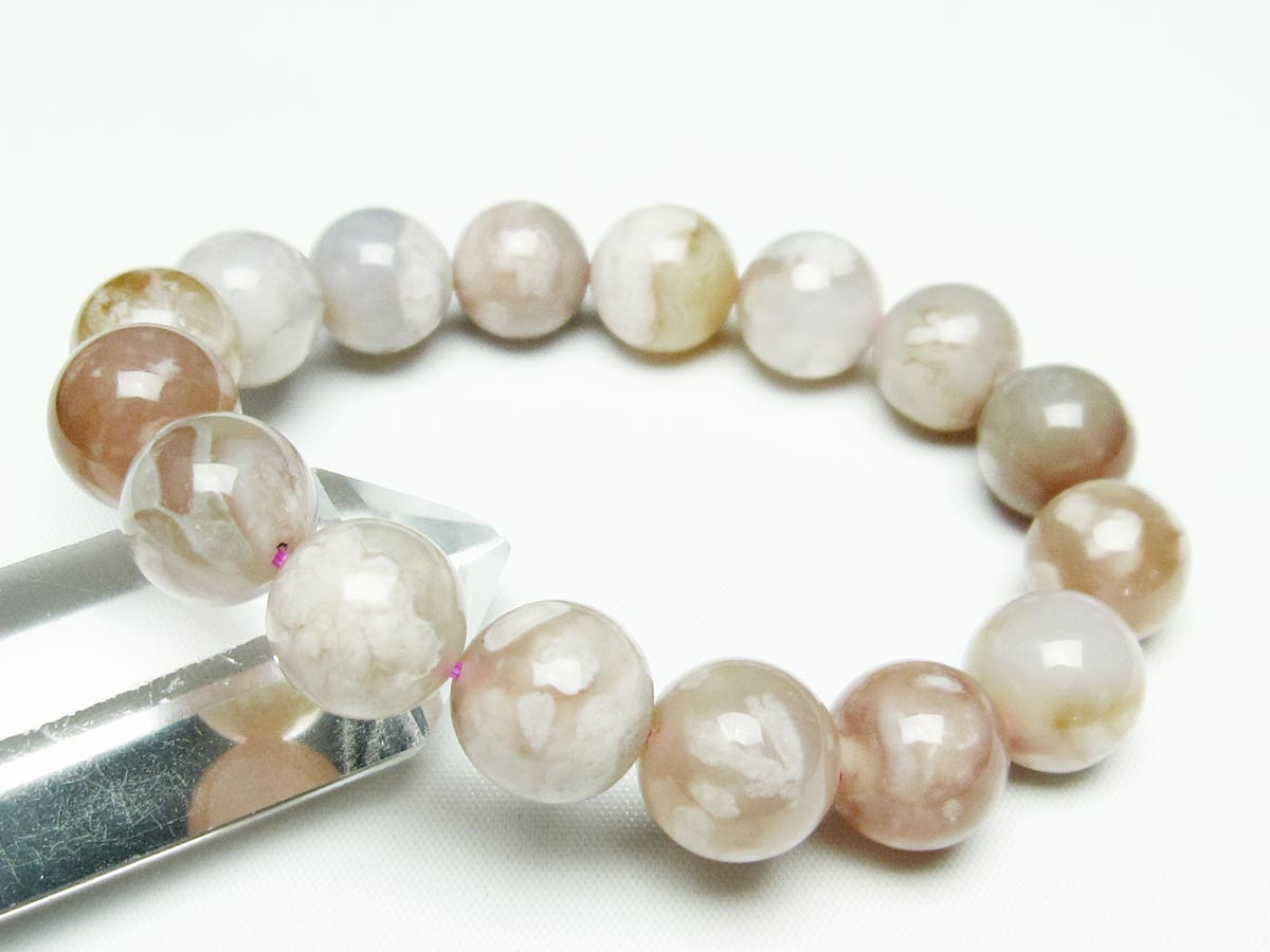 チェリーブロッサムアゲート ブレスレット 桜瑪瑙 14mm メール便可 [M便 1/10] 111-24517