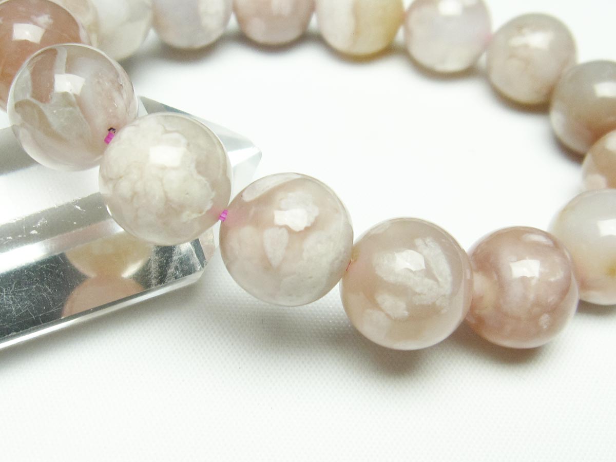 チェリーブロッサムアゲート ブレスレット 桜瑪瑙 14mm メール便可 [M便 1/10] 111-24517