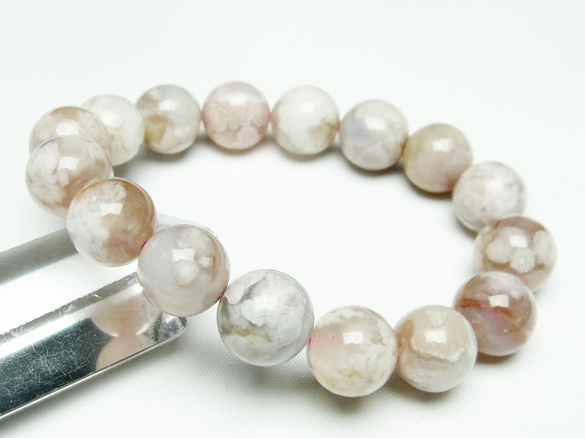 チェリーブロッサムアゲート ブレスレット 桜瑪瑙 14mm メール便可 [M便 1/10] 111-24518
