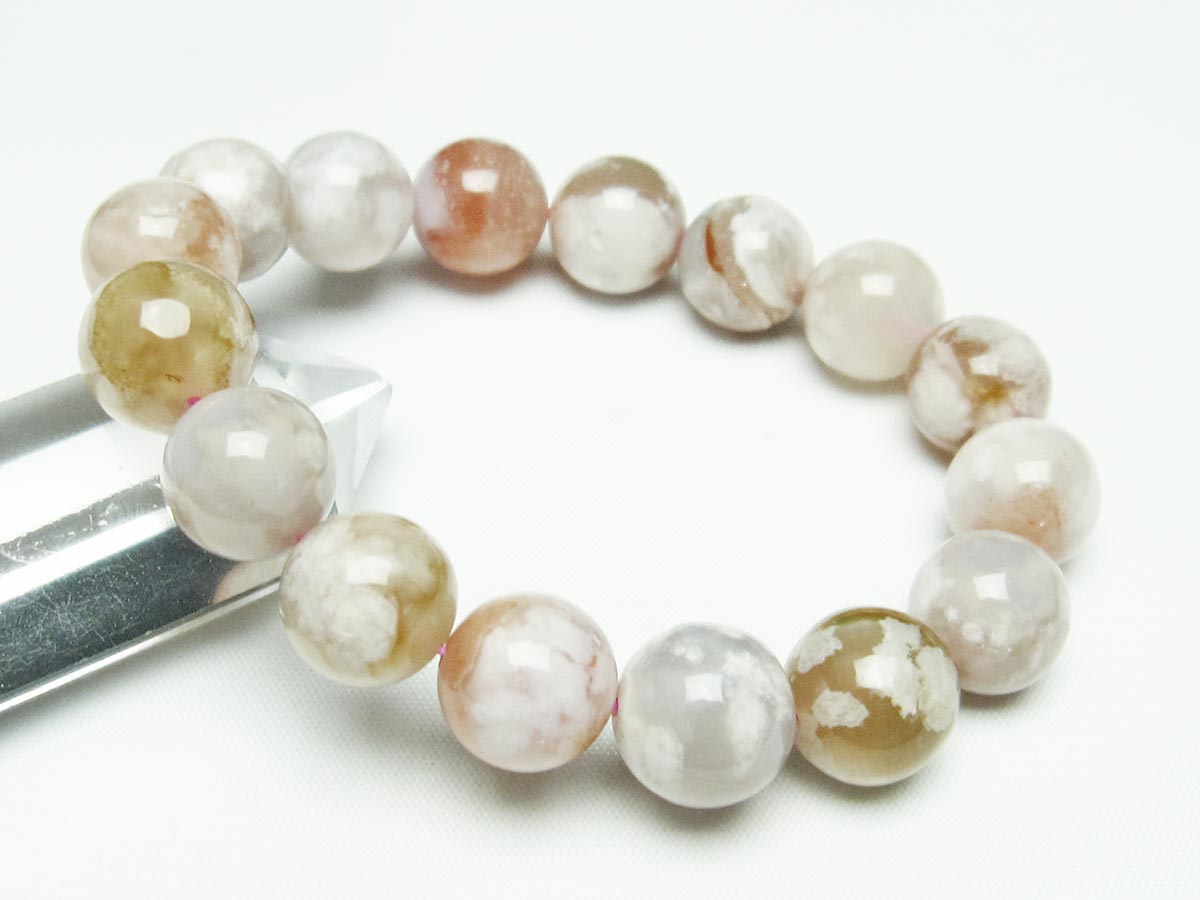 チェリーブロッサムアゲート ブレスレット 桜瑪瑙 14mm メール便可 [M便 1/10] 111-24521
