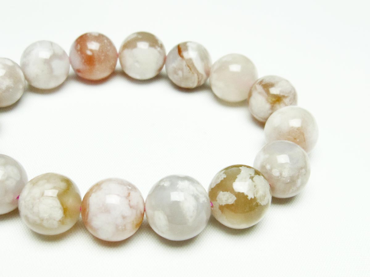 チェリーブロッサムアゲート ブレスレット 桜瑪瑙 14mm メール便可 [M便 1/10] 111-24521