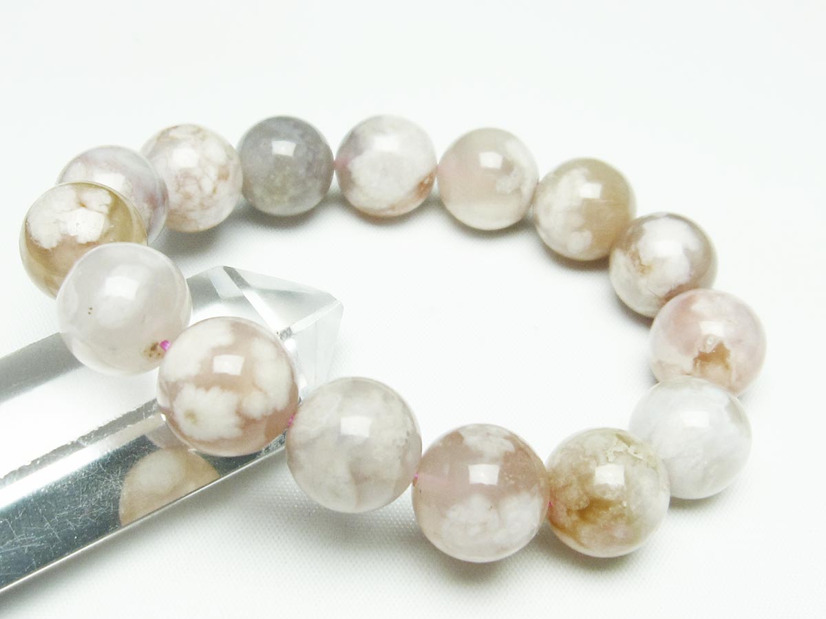 チェリーブロッサムアゲート ブレスレット 桜瑪瑙 14mm メール便可 [M便 1/10] 111-24522