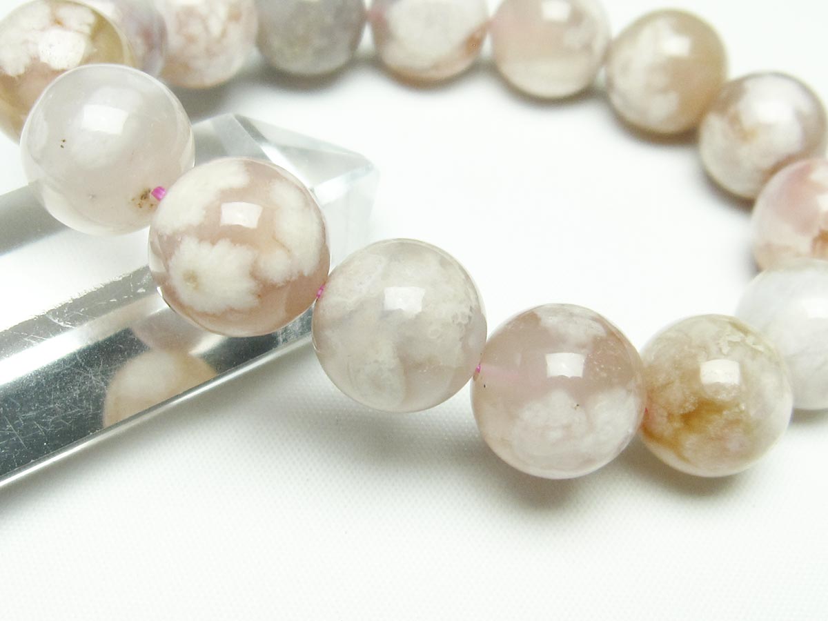 チェリーブロッサムアゲート ブレスレット 桜瑪瑙 14mm メール便可 [M便 1/10] 111-24522