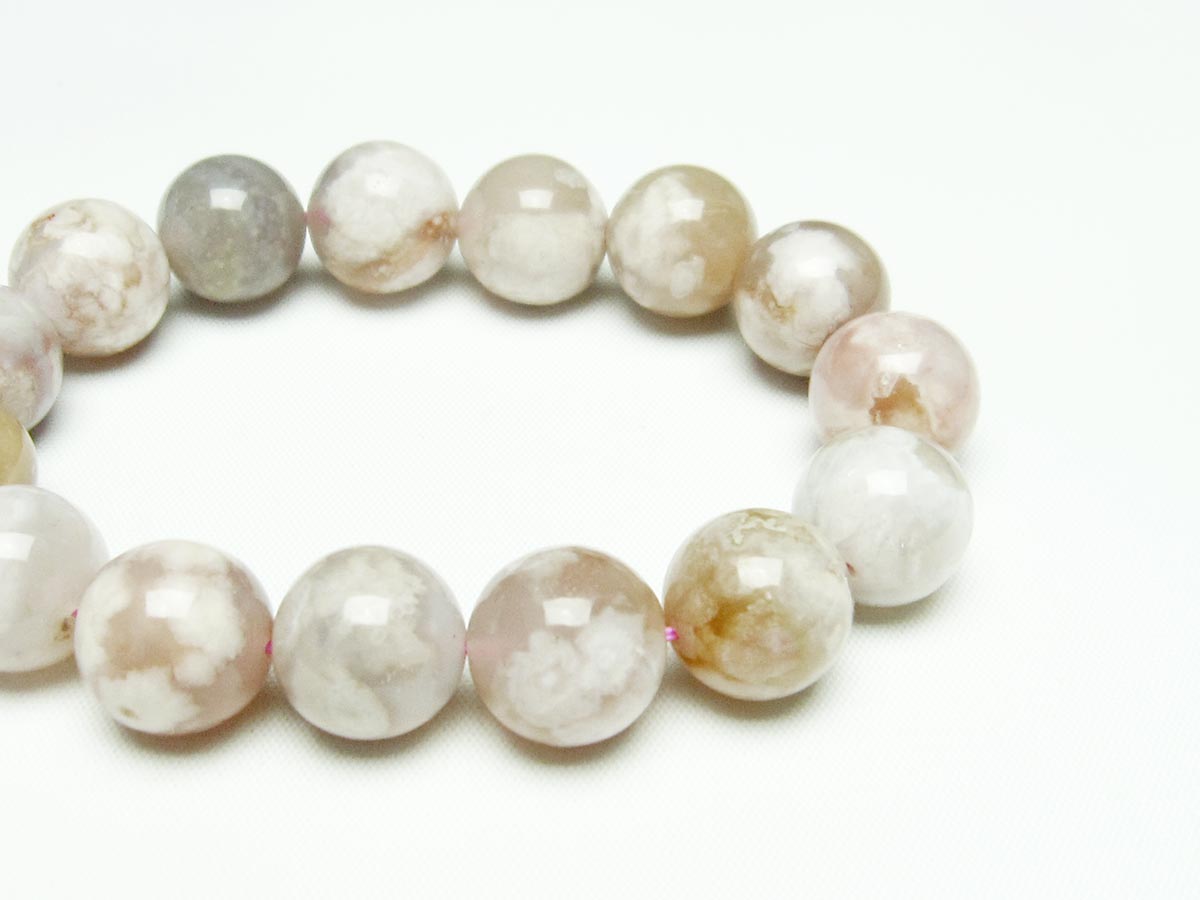 チェリーブロッサムアゲート ブレスレット 桜瑪瑙 14mm メール便可 [M便 1/10] 111-24522