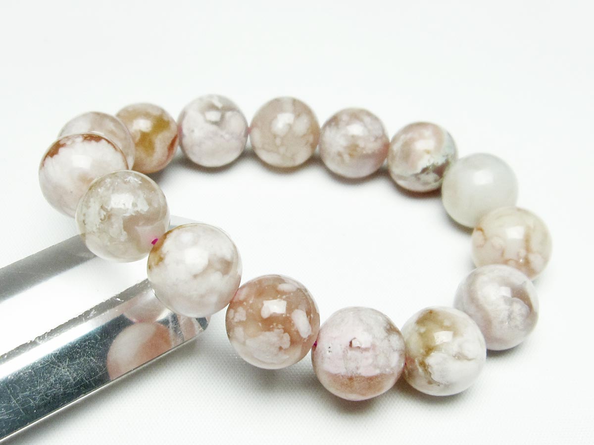 チェリーブロッサムアゲート ブレスレット 桜瑪瑙 14mm メール便可 [M便 1/10] 111-24526